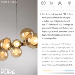 Lampa wisząca z płynną regulacją wysokości PURE E-POPUP 120cm BRĄZOWY (2557-97) - Paul Neuhaus