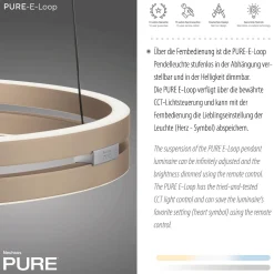 Lampa wisząca z płynną regulacją na pilota PURE E-LOOP MATOWY MOSIĄDZ (2550-60) - Paul Neuhaus