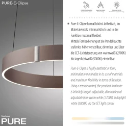 Lampa wisząca z płynną regulacją wysokości PURE E-CLIPSE METALICZNY BRĄZ (2560-34) - Paul Neuhaus