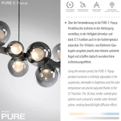 Lampa wisząca z płynną regulacją wysokości PURE E-POPUP 120cm SZARY (2557-15) - Paul Neuhaus