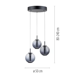 Lampa wisząca z płynną regulacją wysokości PURE E-INFINITY SZARA (2222-15) - Paul Neuhaus