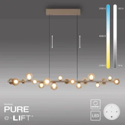 Lampa wisząca z płynną regulacją wysokości PURE E-POPUP 180cm BRĄZOWA (2558-97) - Paul Neuhaus