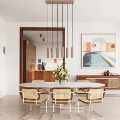 Lampa wisząca ze ściemniaczem Push Dimm/DALI2 IVAR 6L taupe LED 4000K (TH.645) - Thoro Lighting