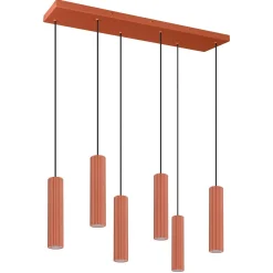 Lampa wisząca ze ściemniaczem Push Dimm/DALI2 IVAR 6L ochra czerwona LED 3000K (TH.593) - Thoro Lighting