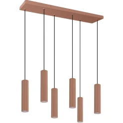 Lampa wisząca ze ściemniaczem Push Dimm/DALI2 IVAR 6L mocca LED 3000K (TH.597) - Thoro Lighting