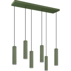 Lampa wisząca ze ściemniaczem Push Dimm/DALI2 IVAR 6L zielona oliwka LED 3000K (TH.589) - Thoro Lighting