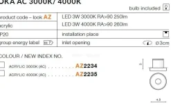 Lampa wpuszczana OKA AC 4000K acryl (AZ2235 | SHAC-3W4000-WH) - AZZARDO