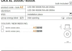 Lampa wpuszczana OKA AL 4000K white (AZ2233 | SHAL-3W4000-WH) - AZZARDO
