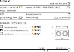 Lampa wpuszczana SIRO 2 black/aluminium (AZ0772 | GM2200-BK-ALU) - AZZARDO