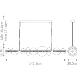 Lampa wyspowa Atomo - 7 źródeł światła - Szczotkowane złoto (QN-ATOMO-LP7-BG) - Quintiesse