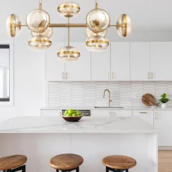 Lampa wyspowa Nottingham - 10 źródeł światła - Antyczny mosiądz (QN-NOTTINGHAM-10LP-AB) - Quintiesse