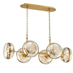 Lampa wyspowa Nottingham - 6 źródeł światła - Antyczny mosiądz (QN-NOTTINGHAM-6LP-AB) - Quintiesse