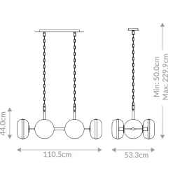 Lampa wyspowa Nottingham - 6 źródeł światła - Antyczny mosiądz (QN-NOTTINGHAM-6LP-AB) - Quintiesse