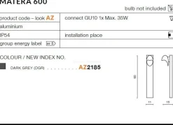 Lampa zewnętrzna stojąca MATERA 600 Ciemny Szary (AZ2185) - AZzardo