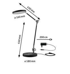 Lampka na biurko ściemnialna ładowana USB NUMIS QI LED DIM czarna (PL78010) - PAULMANN