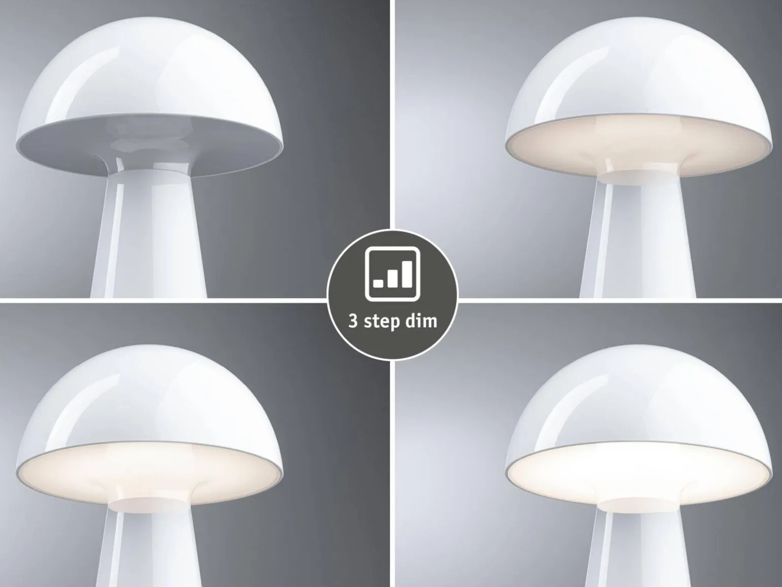 Lampka stołowa akumulatorowa ONZO LED 3-STEP DIM USB-C 2.6W 240lm 2700K IP44 biały połysk / tworzywo sztuczne (PL76995) - PAULMANN