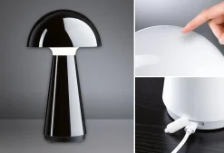 Lampka stołowa akumulatorowa ONZO LED 3-STEP DIM USB-C 2.6W 240lm 2700K IP44 czarny połysk / tworzywo sztuczne (PL76994) - PAULMANN