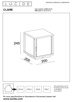 Lampka stołowa CLAIRE IP54 (27883/25/31) - Lucide