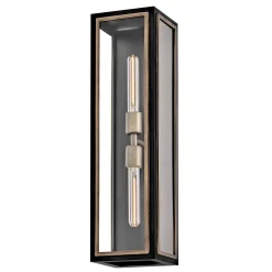 Latarnia naścienna Shaw - 2 źródła światła - Czarny, oksydowany brąz (QN-SHAW-2M-BK) - Quintiesse