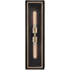 Latarnia naścienna Shaw - 2 źródła światła - Czarny, oksydowany brąz (QN-SHAW-2M-BK) - Quintiesse