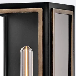 Latarnia naścienna Shaw - 2 źródła światła - Czarny, oksydowany brąz (QN-SHAW-2M-BK) - Quintiesse