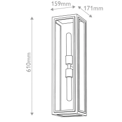 Latarnia naścienna Shaw - 2 źródła światła - Czarny, oksydowany brąz (QN-SHAW-2M-BK) - Quintiesse