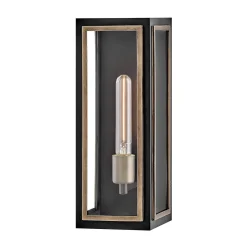 Latarnia naścienna Shaw - 1 źródło światła - Czarny, oksydowany brąz (QN-SHAW-1M-BK) - Quintiesse