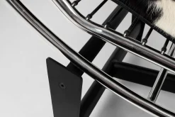 Leżanka DIVANO PONY czarno biała - skóra naturalna, chrom (KH1501100166) - King Home