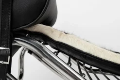 Leżanka DIVANO PONY czarno biała - skóra naturalna, chrom (KH1501100166) - King Home