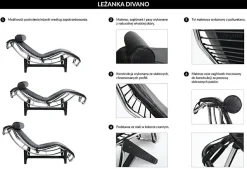 Leżanka DIVANO PONY czarno biała - skóra naturalna, chrom (KH1501100166) - King Home