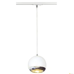 LIGHT EYE, lampa wisząca do szyny wysokonapięciowej 1-fazowej, QPAR111, kolor biały/chrom, maks. 75W, z adapterem 1-fazowym (143621) - SLV
