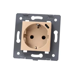 LIVOLO Wkład Gniazda Elektrycznego 16A + Ładowarka Usb-C 18W Złoty WG-71EU-S+USB-63