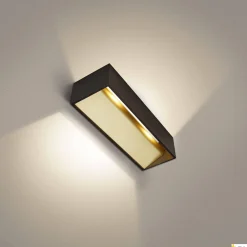 LOGS IN L, lampa ścienna natynkowa LED indoor, kolor czarny/złoty, 2000-3000K, DIM-TO-WARM (1002928) - SLV