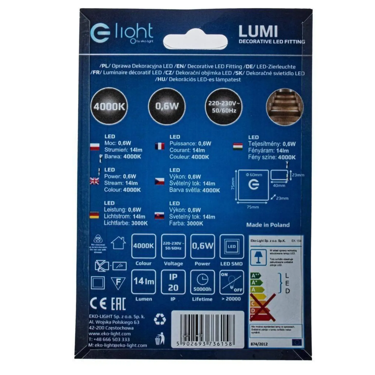 LUMI Barwa Neutralna 4000K (EKS6158) - Eko-Light