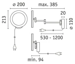 Lusterko kosmetyczne MASUA LED 4W 2700/4000/6500K +wyłącznik IP44 230V czarny matowy / metal (PL71149) - PAULMANN