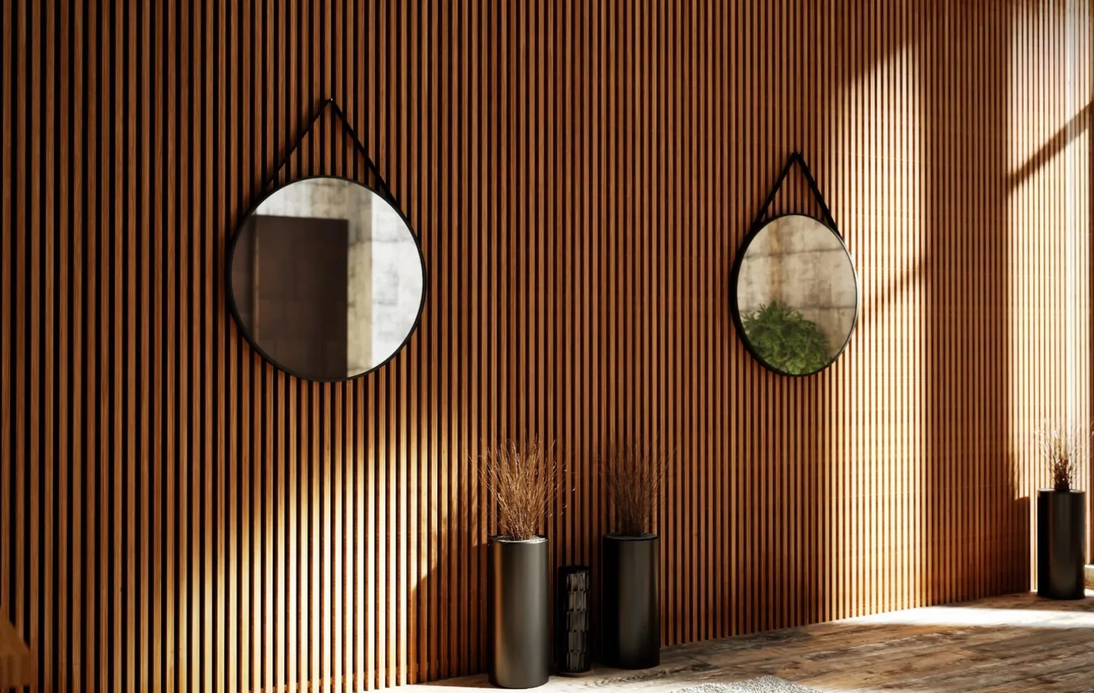 Lustro okrągłe ANDREA w ramie na skórzanym pasku - MCJ