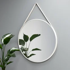 Lustro okrągłe ANDREA w ramie na skórzanym pasku - MCJ