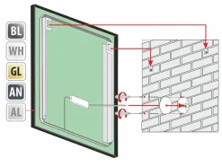 Lustro prostokątne ATLAS PLUS w ramie z oświetleniem LED - MCJ