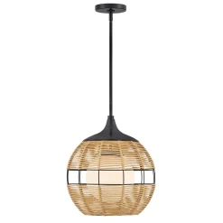 Mała lampa wisząca na taras Maddox karmelowy beż (QN-MADDOX-P-S-BK-CAM) - Quintiesse