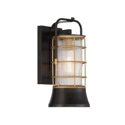 Mała latarnia naścienna Rivamar - 1 źródło światła - Brązowo-złota (QN-RIVAMAR-S-BLK-GD) - Quintiesse