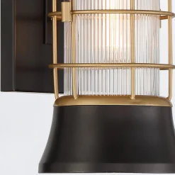 Mała latarnia naścienna Rivamar - 1 źródło światła - Brązowo-złota (QN-RIVAMAR-S-BLK-GD) - Quintiesse