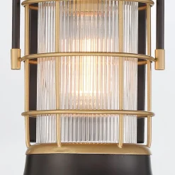 Mała latarnia naścienna Rivamar - 1 źródło światła - Brązowo-złota (QN-RIVAMAR-S-BLK-GD) - Quintiesse