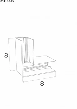 MAXLIGHT MT0003. Kątownik 90°. głęboki. Montaż na sufit lub ścianę. Do szyn MT0001, MT0002