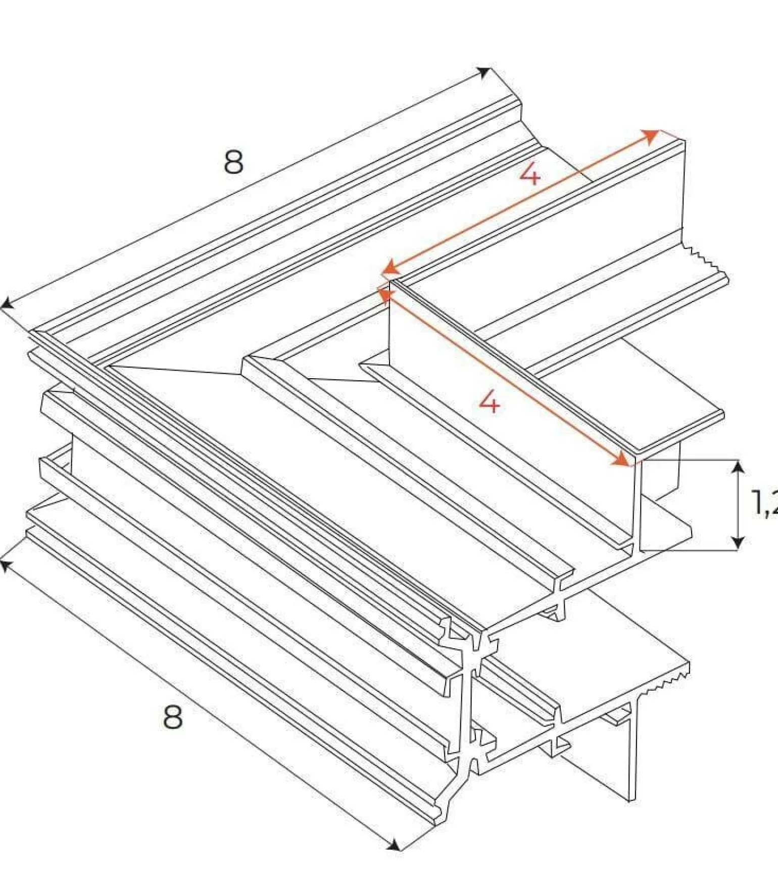 MAXLIGHT MT0010. Kątownik ściana/sufit. Do szyn MT0006, MT0007