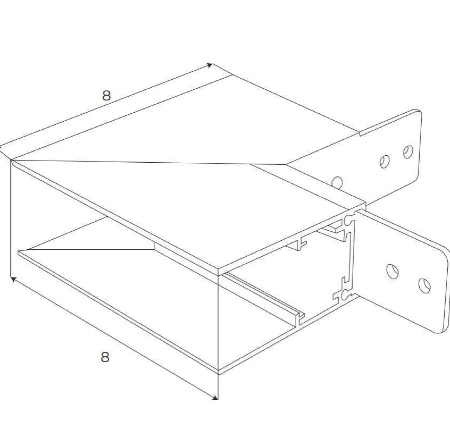 MAXLIGHT MT0021. Kątownik głęboki do użycia przy uskoku na suficie. Do szyn MT0018, MT0019