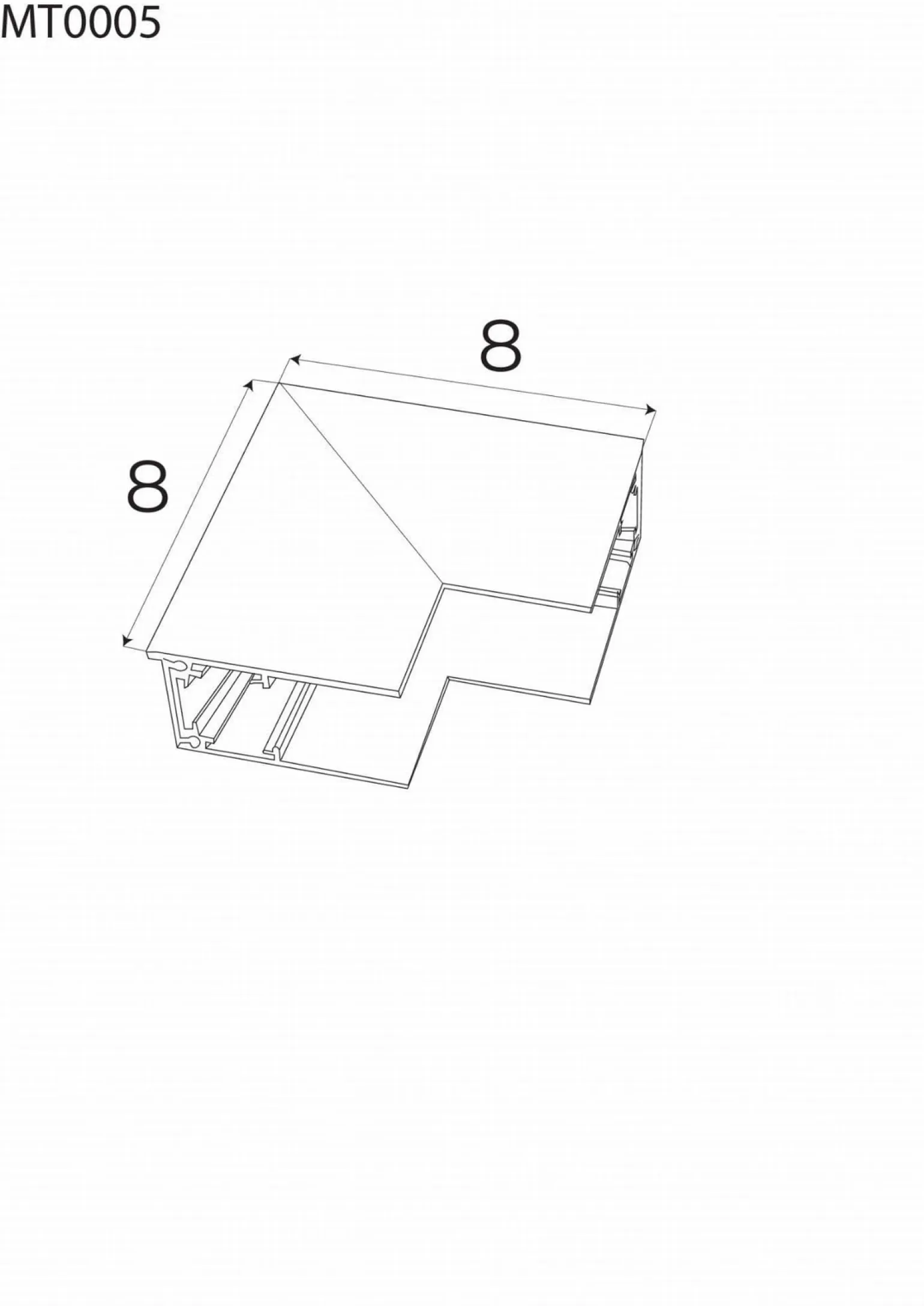 MAXLIGHT MT0005. Kątownik głęboki ściana/sufit. Do szyn MT0001, MT0002