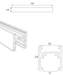 MAXLIGHT MT0028 SZYNA MAGNETYCZNA PŁYTKA, NATYNKOWA, 1 METR, BIAŁA