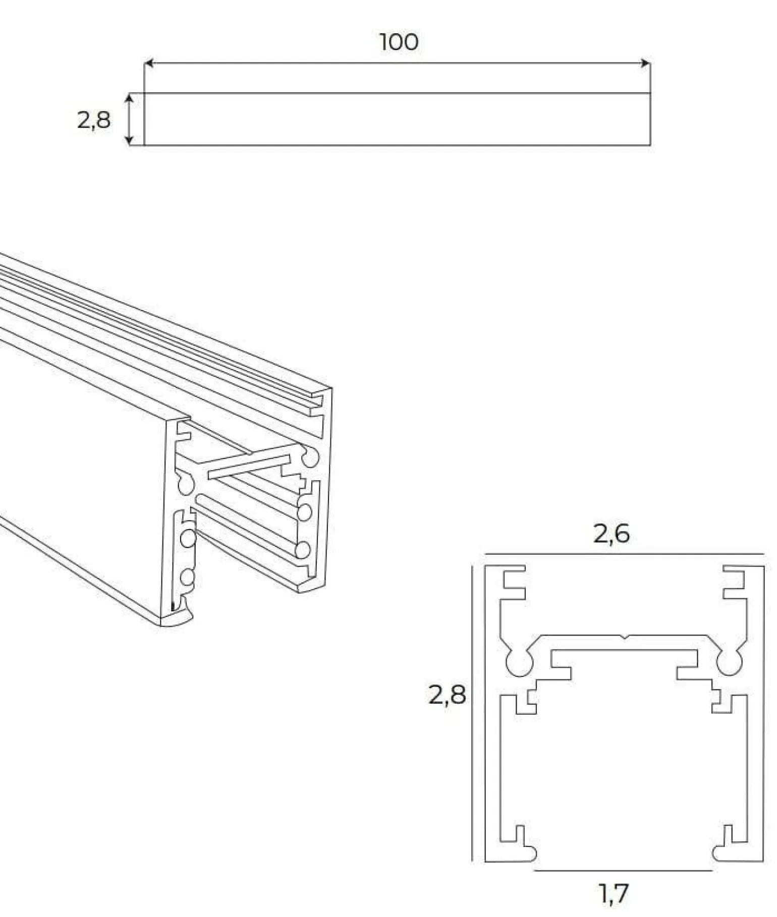 MAXLIGHT MT0028 SZYNA MAGNETYCZNA PŁYTKA, NATYNKOWA, 1 METR, BIAŁA