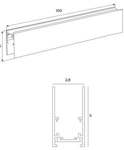 MAXLIGHT MT0018 SZYNA MAGNETYCZNA GŁĘBOKA, NATYNKOWA, 1 METR, BIAŁA
