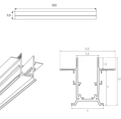 MAXLIGHT MT0023 SZYNA MAGNETYCZNA PODTYNKOWA, 1 METR, BIAŁA